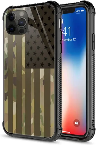 Vista 19 de ZHEGAILIAN Funda para iPhone 13, parte trasera de vidrio templado + funda protectora de TPU de silicona suave con diseño de munición