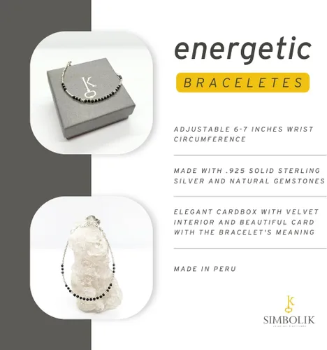 Vista 5 de Pulsera energética hecha a mano con cuentas de plata de ley 925 con piedras preciosas - Empoderando la joyería de las mujeres