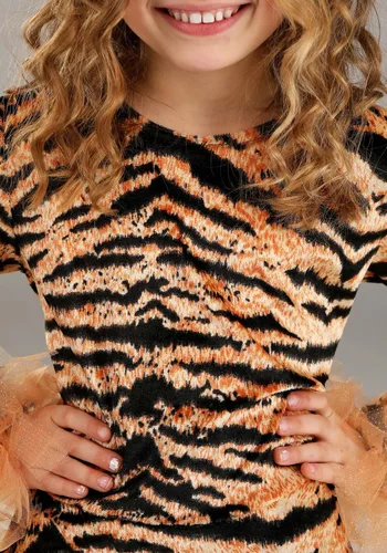Vista 8 de Fun Costumes Kids Tiger Costume Small Tiger Costume Velour Dress with Glittery Tulle Ruffles, Tiger Costume for Girls