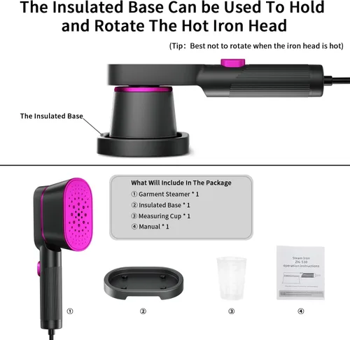 Vista 8 de Vaporizador portátil de mano para ropa, vapor de 1000 W para viajes y hogar, removedor de arrugas de tela 2 en 1, calentamiento rápido 20S, plancha