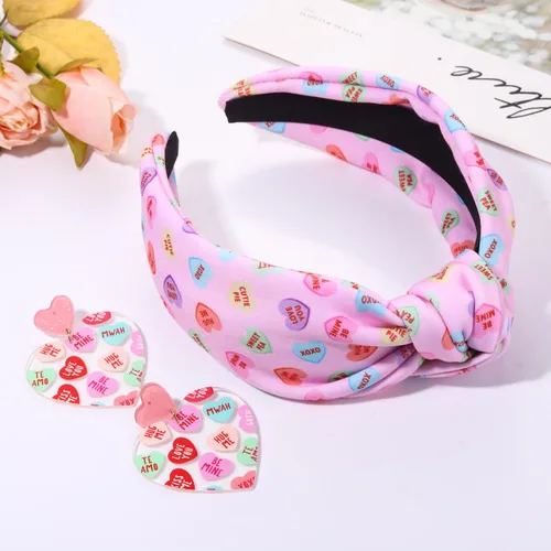 Vista 62 de YAHPERN Diadema para el día de San Valentín para mujer, colorida diadema de algodón con estampado de corazón de conversación XOXO Love, diadema