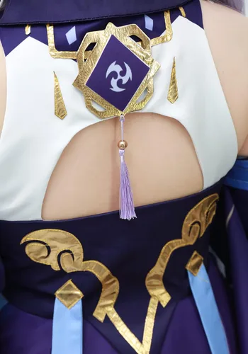 Vista 6 de DAZCOS Disfraz de cosplay Keqing para mujer para Halloween