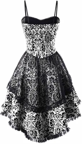 Vista 2 de HENAA Vestidos para mujer, vestido gótico de Halloween, disfraz de vampiro, sexy, delgado, mangas de murciélago, vestidos medievales renacentistas