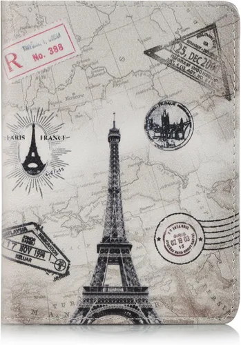 Vista 4 de EpicGadget - Funda de piel sintética con bloqueo RFID para pasaporte, funda de viaje tipo cartera, Eiffel Tower, Cartera Rfid