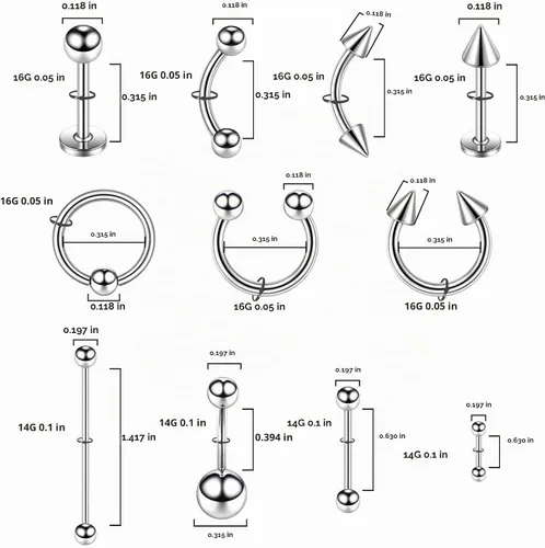 Vista 4 de LOYAL BOOK Kit de 104 piezas de Piercing 14G16G Kit de Piercing para todos los piercings (color acero inoxidable)