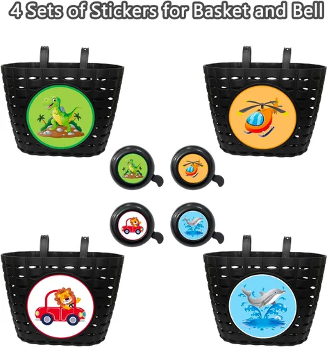 Vista 2 de Cesta para manubrio de bicicleta para niños Noviko, cesta para bicicleta con campana y radios de rueda para niñas