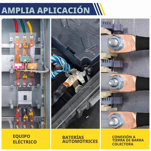 Vista 4 de Haisstronica Kit de 60 lengüetas de alambre de cobre (AWG 8 6 4), extremo de cable de batería resistente, conectores de crimpado de cobre desnudo