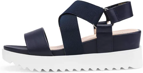 Vista 4 de DREAM PAIRS - Sandalias de plataforma con tacón de cuña, punta abierta y correas en el tobillo para mujer