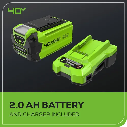Vista 6 de Greenworks - Soplador de hojas axial inalámbrico de 40 V (100 m/hr, 350 CFM), incluye batería de 2.0 Ah y cargador