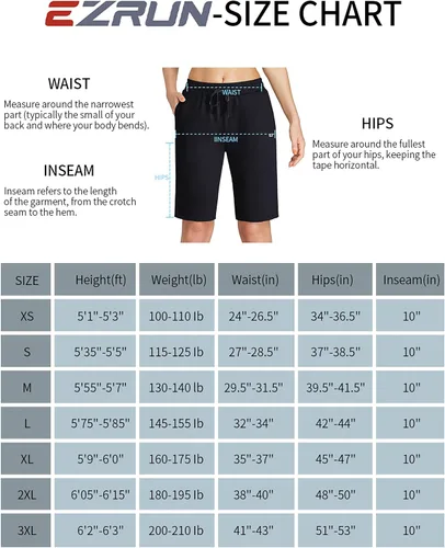 Vista 6 de EZRUN - Bermudas para mujer, para entrenar en el gimnasio, pantalones cortos veraniegos de algodón con bolsillos profundos para mujer