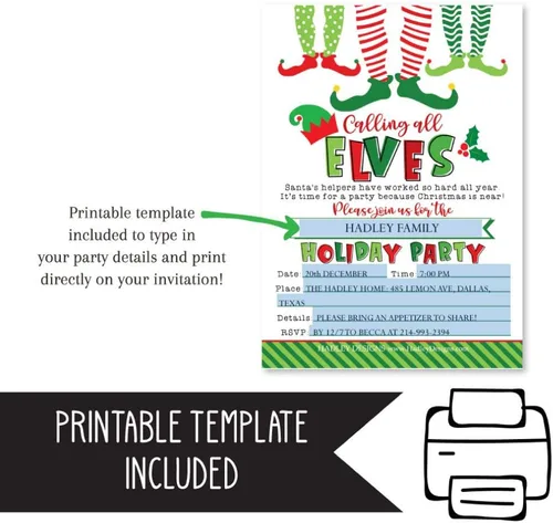 Vista 2 de Hadley Designs 25 invitaciones de fiesta de Navidad - Tarjetas de invitación de vacaciones premium para niños y adultos, invitaciones de fiesta