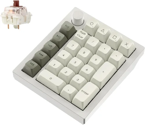 Vista 14 de Keychron Q0 Max - Numpad mecánico inalámbrico personalizado, 2.4 GHz/Bluetooth 5.1/bloc de números QMK con cable, RGB intercambiable en caliente