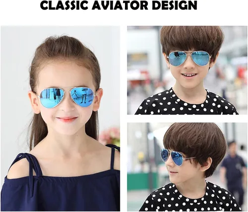 Vista 3 de Gafas de sol polarizadas de aviador para niños, niñas, jóvenes y jóvenes de 5 a 18 años