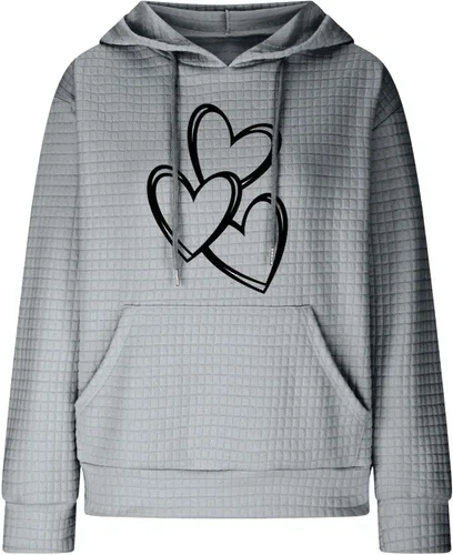 Vista 6 de Sudadera con capucha estampada a cuadros para mujer, con cordón y bolsillos, blusa suelta a la moda, ropa diaria de otoño