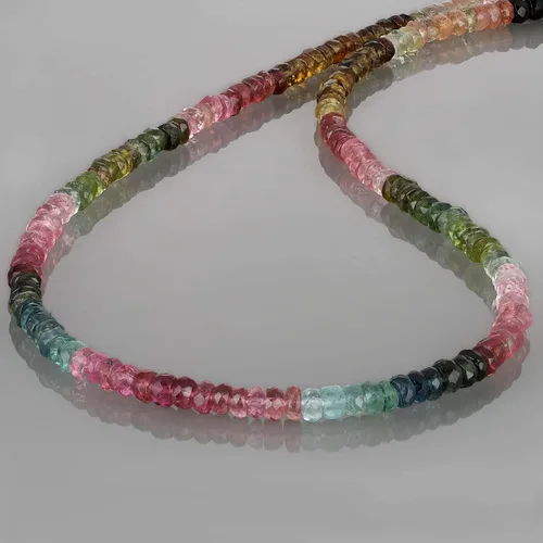 Vista 3 de NirvanaIN Collar Rondelle facetado de turmalina multicolor, collar multicolor, pieza de uso múltiple, piedras semipreciosas, regalo de compromiso