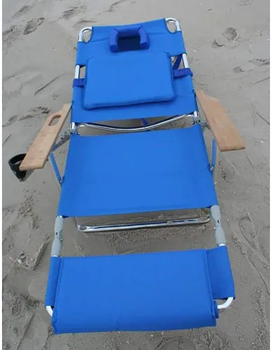 Vista 5 de Ostrich Silla de playa reclinable 3-N-1 de lujo acolchada para exteriores, color azul (paquete de 2)