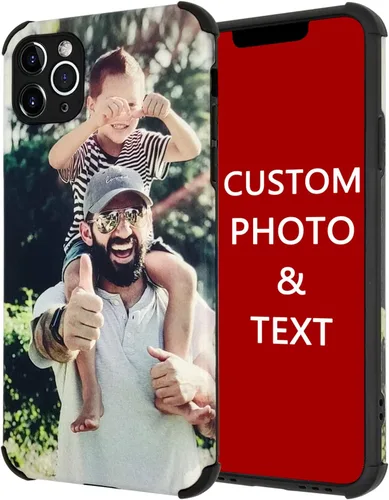 Vista 13 de Funda personalizada para iPhone 17, 16, 15, 14, 13, 12, 11 Pro/Max/Air/Puls, piel sintética + material TPU, bolsa de aire de cuatro esquinas es