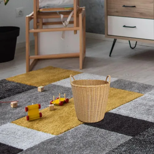 Vista 4 de BESTOYARD Cesta de lavandería tejida de plástico, portátil, plegable, imitación de ratán, gran capacidad, ideal para espacios mínimos