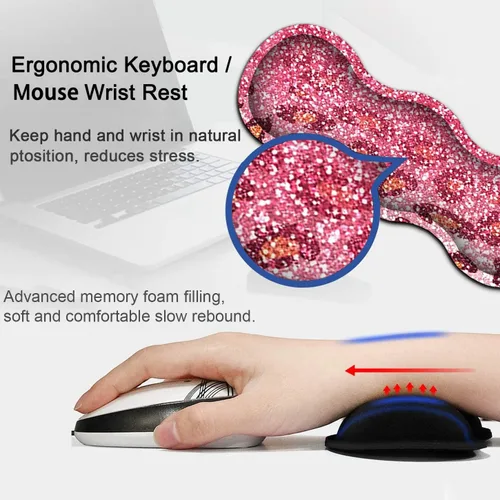 Vista 3 de Alfombrilla grande para mouse, extendida para juegos de 31.5 x 11.8 pulgadas, soporte ergonómico de espuma viscoelástica para teclado