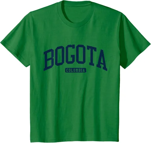 Vista 46 de Bogotá Colombia College University Style Camiseta azul marino, Blanco