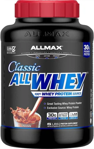 Vista 17 de ALLMAX Classic AllWhey - Proteína en polvo de suero de leche, chocolate, 2 libras, 1.06 oz de proteína por cucharada, sin gluten, baja en azúcar