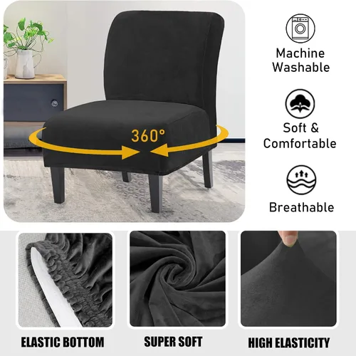 Vista 5 de UCCONO Fundas para sillas decorativas sin brazos, pantuflas de terciopelo grueso para sillas grandes de hotel, protector de muebles extraíble