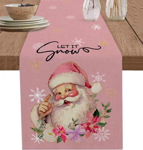 Vista 11 de Camino de mesa de gnomos de Navidad de 36 pulgadas de largo, algodón y lino, bufandas de arpillera, cocina, cena, cafetería, decoración de mesa
