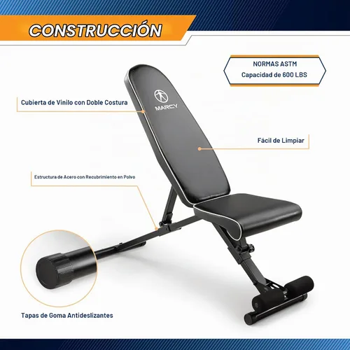 Vista 7 de Marcy Foldable Adjustable Utility Weight Bench, Strength Training Home Gym for Full Body Workout