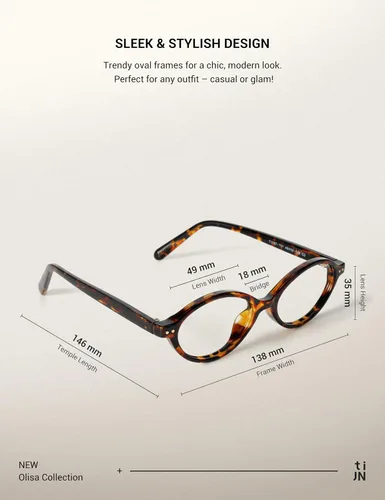 Vista 4 de TIJN Olisa Blue Light Blocking Glasses for Women Men,Oval Glasses Frame Bluelight Glasses for GamingComputerScreen