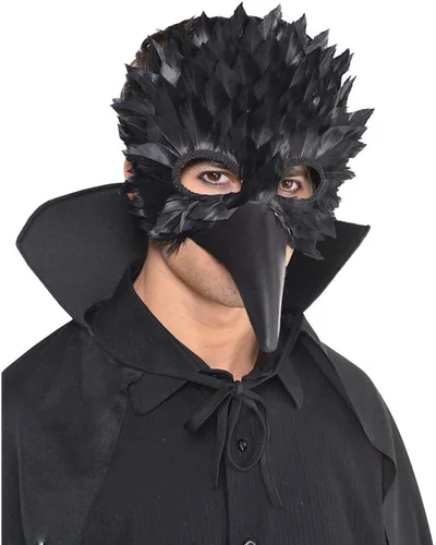 Vista 2 de amscan 848403 - Máscara de pluma de cuervo negra