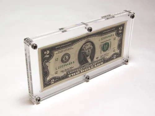 Vista 2 de Acrílico solo banco banco marco plástico titular de dinero moneda pantalla dólar Bill losa caso