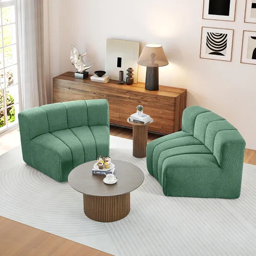 Vista 20 de LEVNARY Módulo redondo 1/8 para sofá modular (beige)