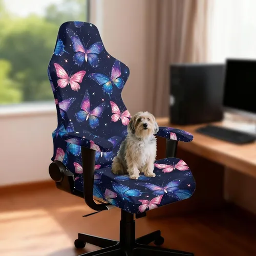 Vista 3 de Fundas para silla de juegos con cremallera de mariposa, elásticas, fáciles de poner y quitar, funda de silla de oficina de ensueño, decoración