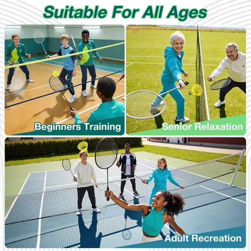 Vista 8 de AboveGenius Badminton Rackets Set, Lightweight & Durable Badminton Set (Includes 6/12 Racquets, 6/12 Birdies), Outdoor Backyard & School Games for