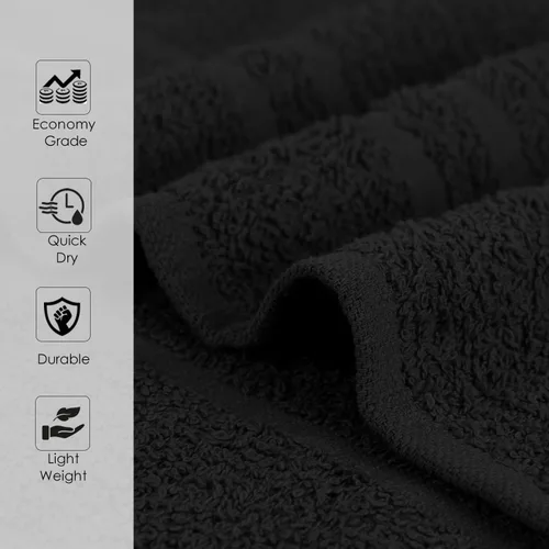 Vista 2 de Toallas de salón – Paquete de 50 toallas de mano negras 100% algodón Toalla de spa – 16x27 pulgadas Altamente absorbable Toallas faciales