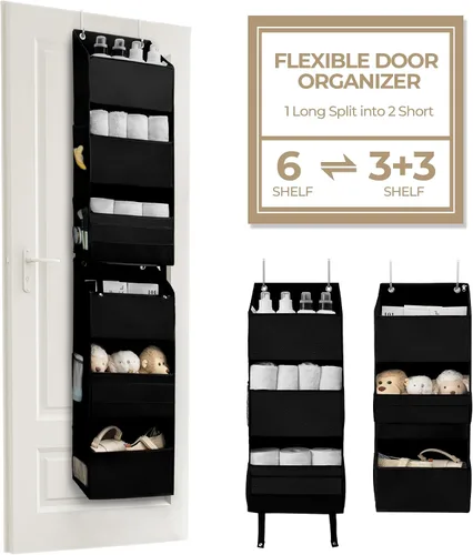 Vista 11 de GRANNY SAYS Organizador para colgar sobre la puerta, almacenamiento detrás de la puerta con 4 estantes y 6 bolsillos y ventana transparente
