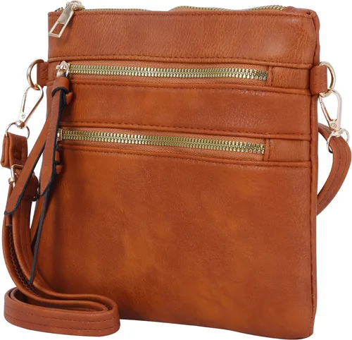 Vista 3 de DELUXITY Essential Casual Functional Multi Pocket Double Zipper Crossbody Purse Bag Shoulder Bag for Women