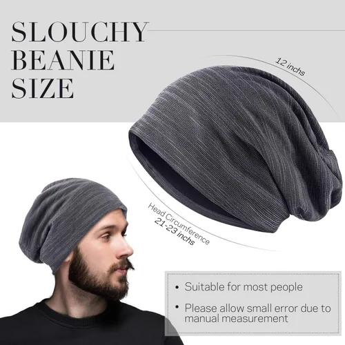 Vista 7 de Gorro holgado de 4 piezas, gorro para dormir, gorro de dormir holgado de punto con calavera para hombres y mujeres