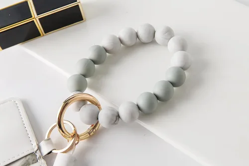 Vista 5 de Real Sic Pulsera de pulsera llavero billetera, soporte para tarjetas de crédito con cuentas de silicona, funda multifuncional de moda para tarjetas