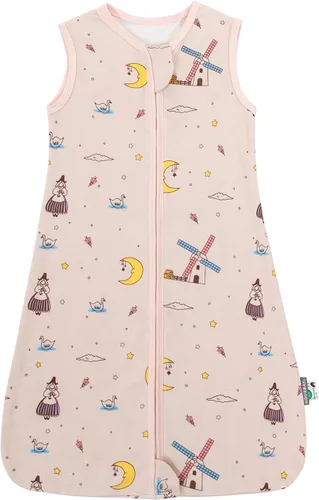Vista 10 de HOUSABY - Manta de algodón para bebé, saco de dormir de algodón para verano, 1 saco de dormir unisex para niños pequeños, 0.5 TOG con cremallera