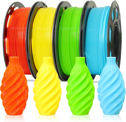 Vista 18 de MIKA3D Paquete de 6 carretes de 2 hilos de seda para impresora 3D de ácido poliláctico (PLA), cambio de color negro sedoso a