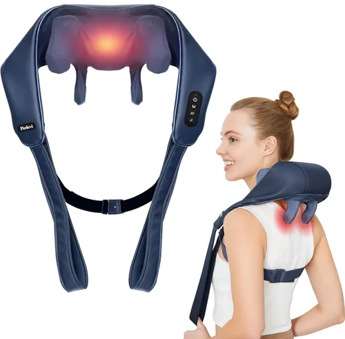 Vista 11 de Masajeador de cuello para aliviar el dolor de tejido profundo, alivia la tensión, amasador con calor, mejora la circulación, alivia el dolor Beige