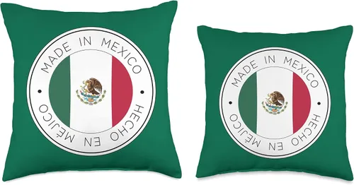 Vista 3 de Made In Mexico Almohada verde con bandera mexicana, 16 x 16 pulgadas, multicolor