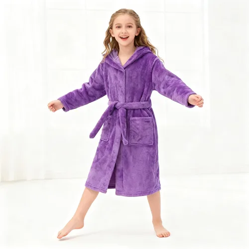 Vista 196 de E.W Apparel Bata de baño de forro polar con capucha para niños, bata suave y mullida para niños pequeños