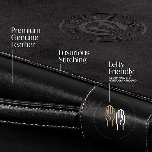 Vista 7 de Cartera profesional de cuero Carpeta con cremallera para entrevistas de negocios Organizador de 3 anillos para tabletas de hasta 13 pulgadas