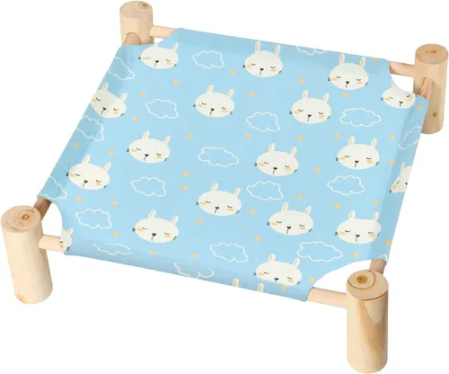 Vista 13 de Patas Lague Hamaca para gatos y perros, cama para perros pequeños, de madera, para gatos, mascotas, conejos, refrigeración, elevada