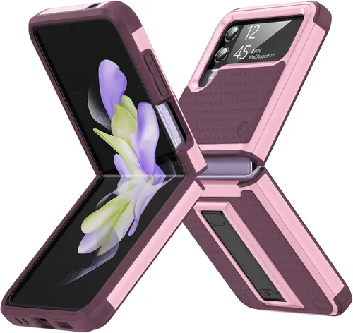 Vista 24 de Jeylly Funda para Samsung Z Flip 3, Z Flip 4, de grado militar, a prueba de golpes, con soporte estable, protección de bisagra, cubierta resistente