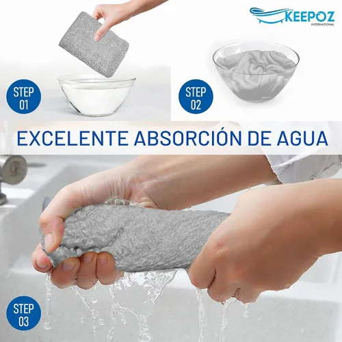 Vista 3 de KEEPOZ Toalla para el cabello de secado rápido, 100% algodón, súper absorbente, turbante para la cabeza para mujeres con botón, productos