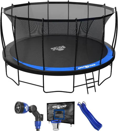 Vista 18 de SpaceJump Lunar Trampolín para exteriores, 8 pies, 10 pies, 12 pies, 14 pies, gorila redonda de 16 pies con red de seguridad, accesorios opcionales
