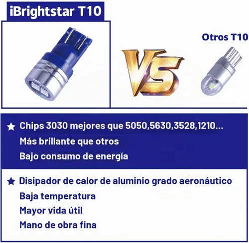 Vista 3 de iBrightstar Bombillas LED de cuña T10 W5W con chipsets 3030 extremadamente brillantes 168 175 194 2825 para luces de placa de matrícula, mapa Azul
